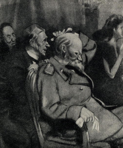 'Смерть чиновника'. Рисунок А. Базилевича. 1955
