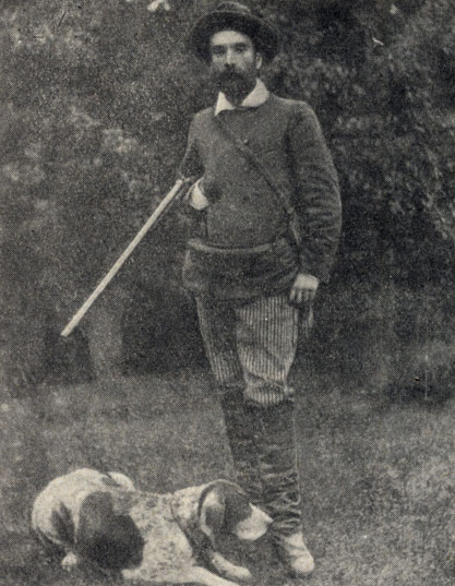 И. И. Левитан с охотничьей собакой Вестой. Фотография