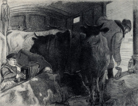 'Холодная кровь'. Рисунок П. Строева. 1938