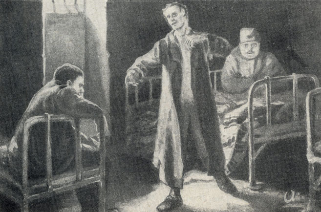 'Палата № 6'. Громов беседует с доктором Рагиным. Рисунок А, П Апсита. 1903