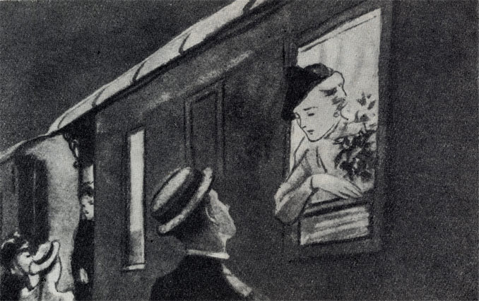 'Дама с собачкой'. Рисунок Кукрыниксов. 1946