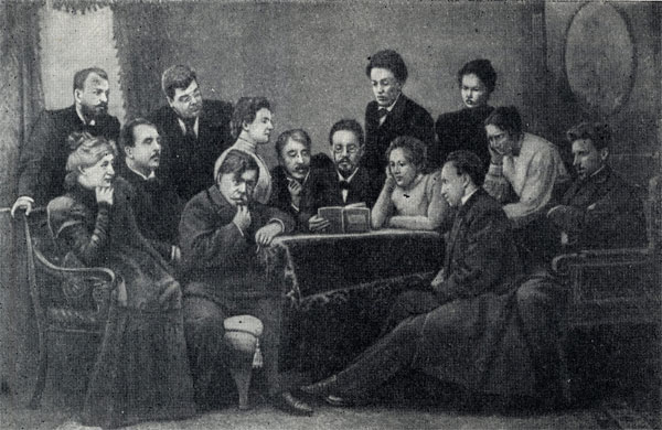 Чехов читает 'Чайку' артистам Московского Художественного театра. Фотография. 1898